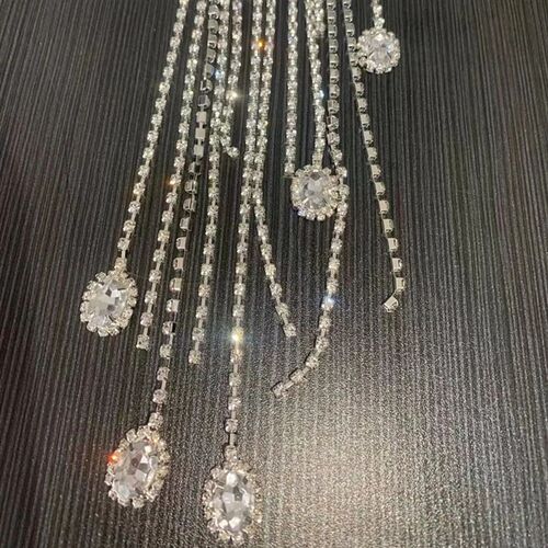 Novelly Rhinestone Long Tassel Flower Pendant Hair Comb Acce