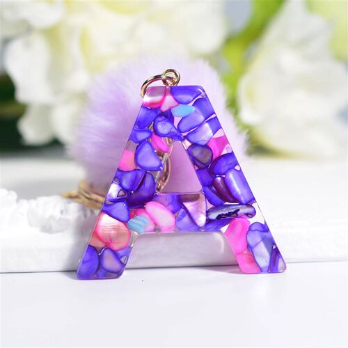 Cute Multicolor 26 Initial Alphabet Keyring With Pompon Fash
