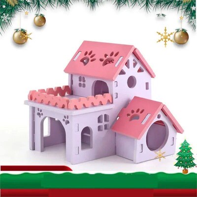 Wooden Hamster Nest Sleeping House Home Luxury Cage Pet  Hid