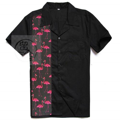 ~Outer single Cotton Red Flamingo stitched mens short sleev