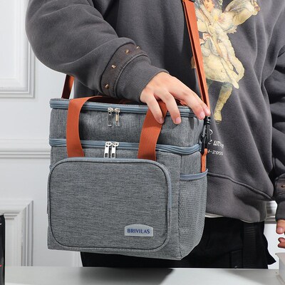 Large Double layered Cooler Bag Insulated Lunch Bag cold box