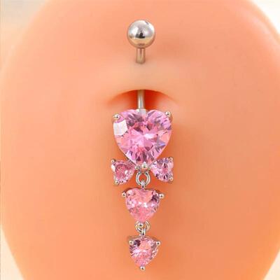 3-5pcs Mixed-Style Sets Heart Flower Dangle Belly Button Rin