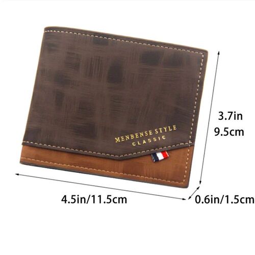 Mens Short Frosted Large Capacity Leather Wallet,Multi-Slot