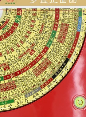 易仙强磁针8寸三元三合八宅辅星水法四派综合罗盘红色电木盘摆件