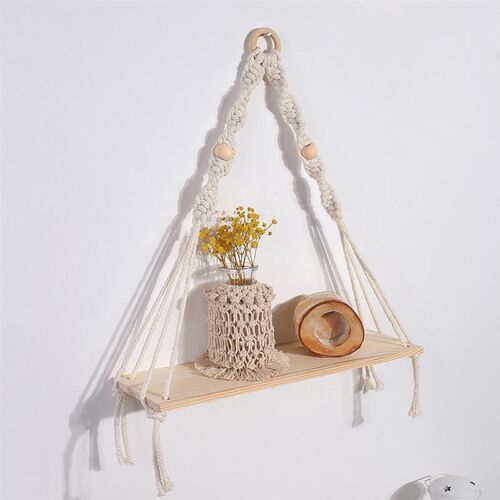Macrame Wall Hanging Shelf Tassel Wood Decor Woven Wall Hang