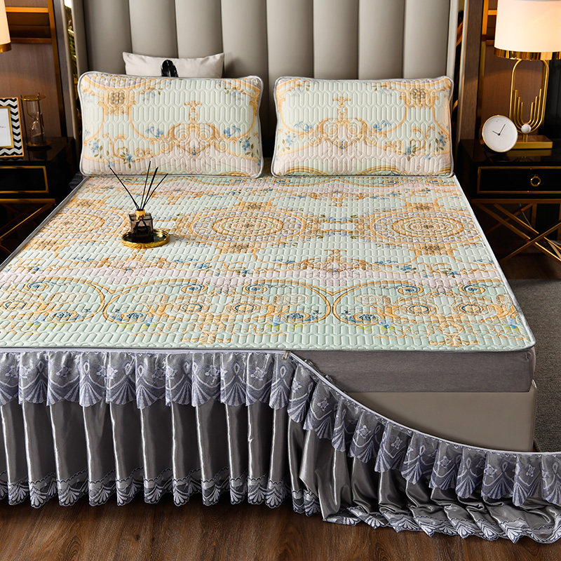 乳胶凉席三件夏季床裙款可机洗空调席子可水洗冰丝席软凉席床垫,床上用品,乳胶席,淘宝优惠券,粉丝福利购,淘宝优惠卷