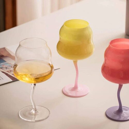 Vintage Color Wine Glass Cup Kitchen Restaurant Party Goblet