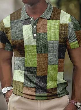 Vintage Men's Polo Shirt D Printed Shirts Casual Short