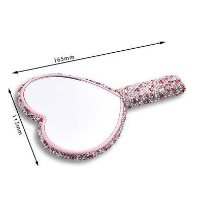 Diamond Handheld Makeup Mirror Love Heart Mirror Female Hand