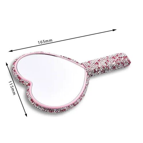 Diamond Handheld Makeup Mirror Love Heart Mirror Female Hand