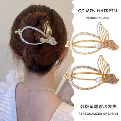 Pearl Fishtail Clip Summer Hairpin Back Head Female Temperam