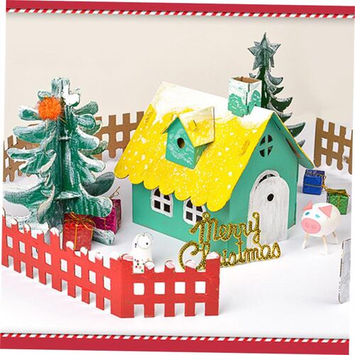1set Christmas Paper House Multi Type DIY Painting Houses