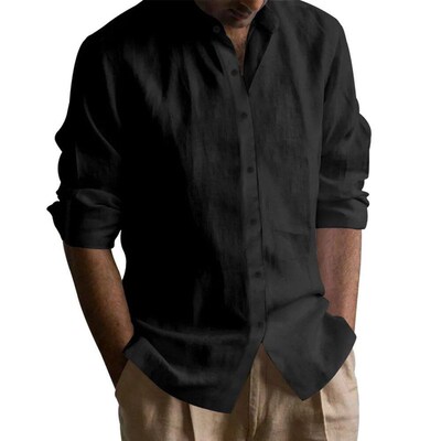 Mens Henley Shirts Cotton Linen Open Stitch Lightweight Bre