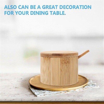 Bamboo Spice Jar Seasoning Container Salt Jar with Lid