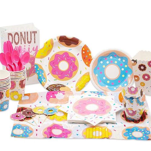 Donut Party Theme Decoration Paper Straws One-time Tableware