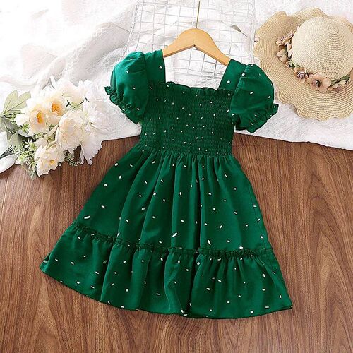 Dress Kids Girls Dark Green Cute Princess Dress 2-6 Years Sh