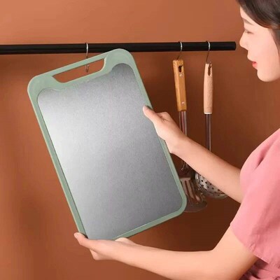 1pc Cutting Board Two Sides Of Stainless Steel and Plastic D