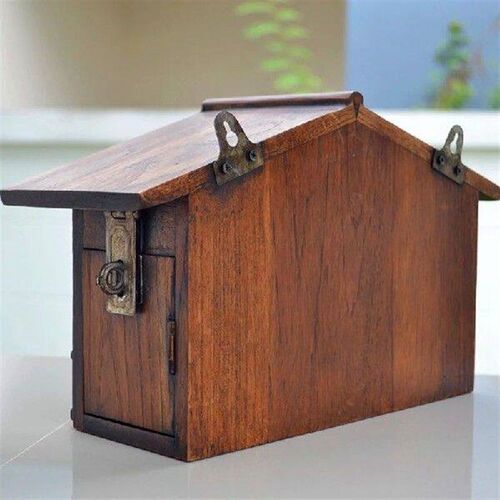 Retro Wooden t Box Exquisite Mailbox Outdoor Rainproof