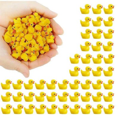 50Pcs Mini Cute Resin Ducks Tiny Duck Figures Ornament
