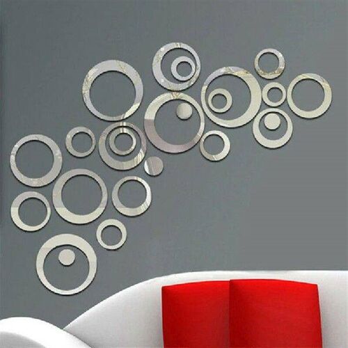 24Pcs/lot DIY 3D Circle Mirror Wall Sticker Crystal Mural
