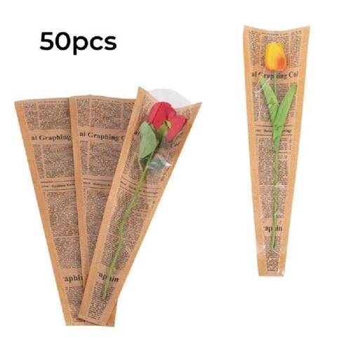 50pcs/bag New Single Flower Flower Packaging Paper with