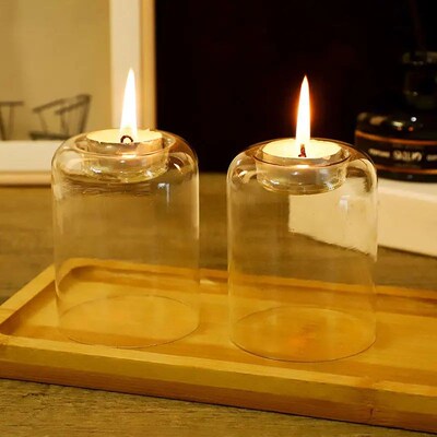 Transparent Glass Candle Holder Wedding Dinner Table Decorat