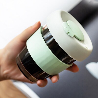 350ml Coffee Cup Portable Handy Milk Glass Silicone Cover Re