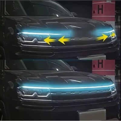 1pc Dynamic meteor Led Car Hood Lights Strip Universal Engin