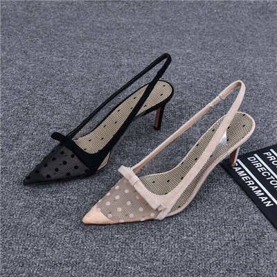 Womens Shoes 2023 Summer Fashion Pointy Bow Mesh Breathable