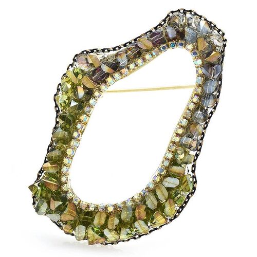 Handmade Circle Geometric Crystal Brooches For Women Unisex