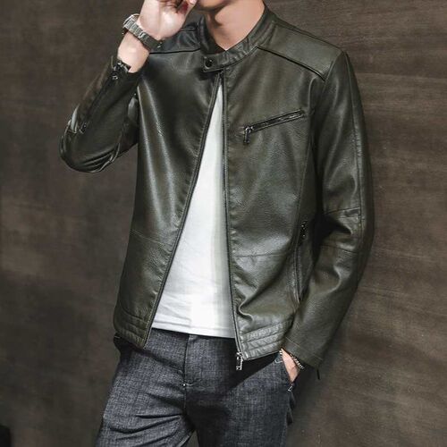 Autumn New Mens Leather Clothes Slim tend Casual PU Leather