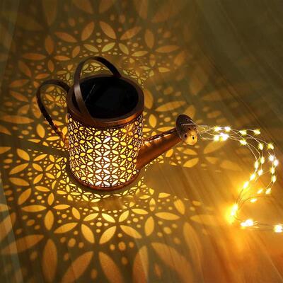 1pc Solar Watering Can with Lights Outdoor Solar Garden Ligh