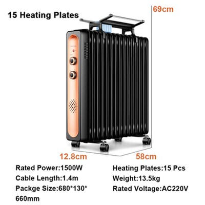 2000W Oil Filled Heater Space Room Warmer Radiator Electric