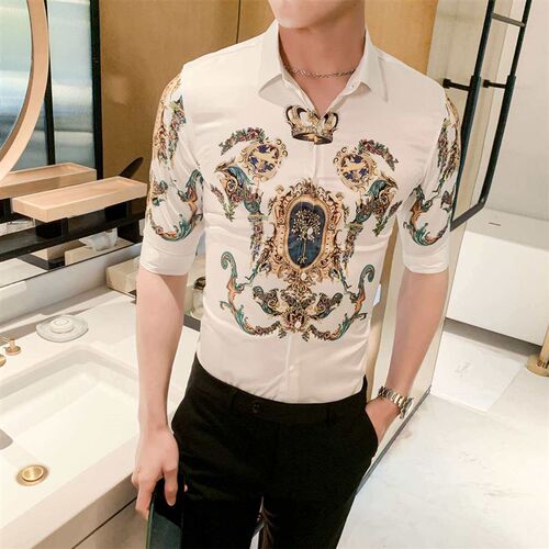Summer new mens mid-sleeve shirts popular youth shirts men