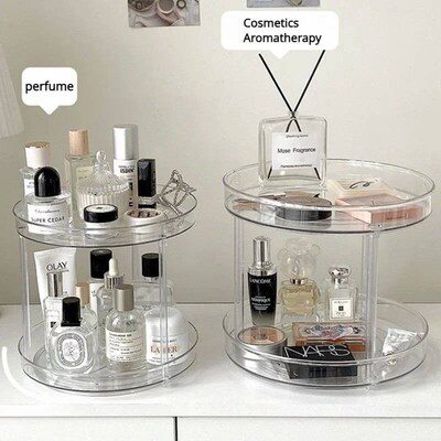 2 Layer Rotating Cosmeti Storage Box Desktop Aryli Makeup Pe