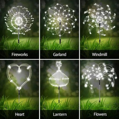 420LED Solar Firework Ground Socket Lights Waterproof Garden