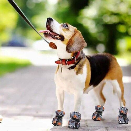 Winter Dogs Boots 4pcs Outdoor Protective Warm Shoes Fleece
