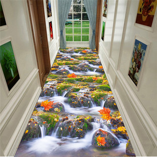 3D惊险立体走廊地毯宾馆过道楼梯长条地垫卧室客厅地毯家用可裁剪