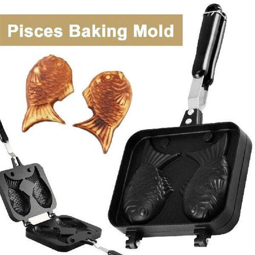 Double Fish Shaped Taiyaki Dessert Waffle Cake Maker Pan