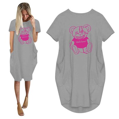 Womens Lovely Bear Printed Loose Long sleeved Summer Plus
