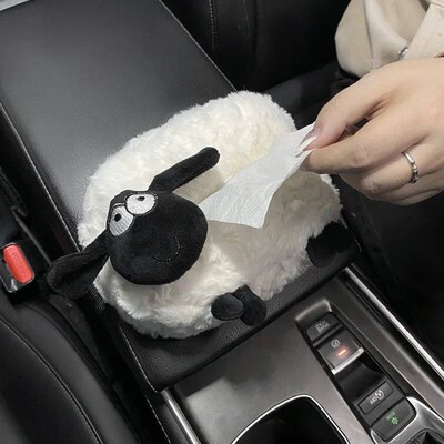 Cartoon Cute Lamb Car Tissue Box Creative Car Hanging Type D