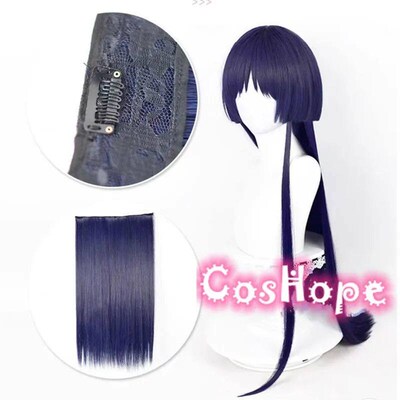 Wig Cosplay Genshin Impact Scaramouche Wig Hitam Biru Ungu W