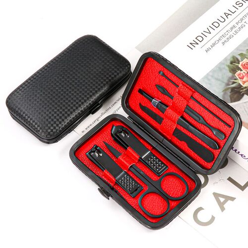Black 10Piece Nail Clipper Set Beauty Kit Nail Scissors Set