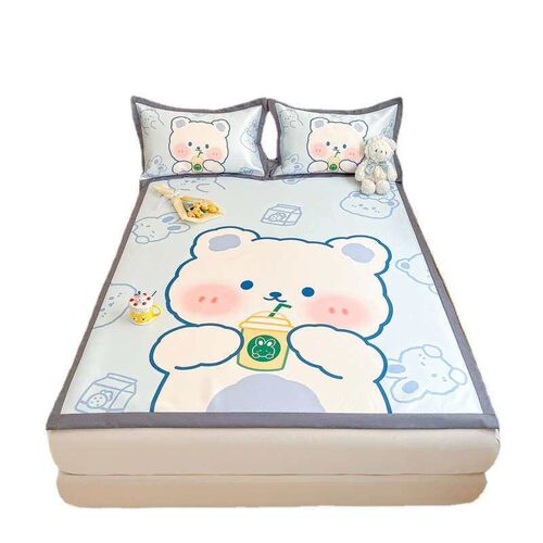 Summer ice silk mat three-piece set small fresh large versio