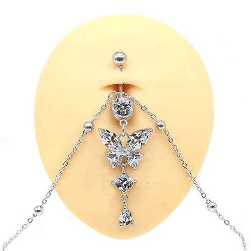 Fashion Waist Chains CZ Butterfly Dangling Belly Chain Body