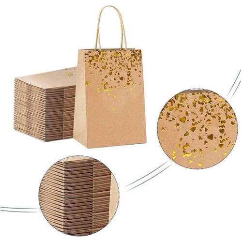12pcs Kraft Paper Bags Snowman Christmas Gift Bags with Hand