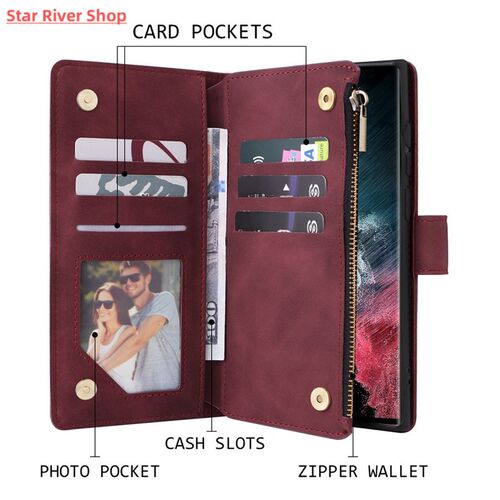 Wallet Multi-card Zipper Leather Case For Samsung Galaxy S23