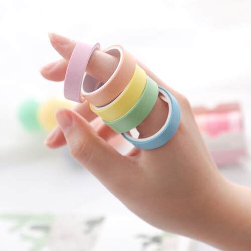 5Rolls/box Solid Color Washi Tape Set Decorative Masking Tap