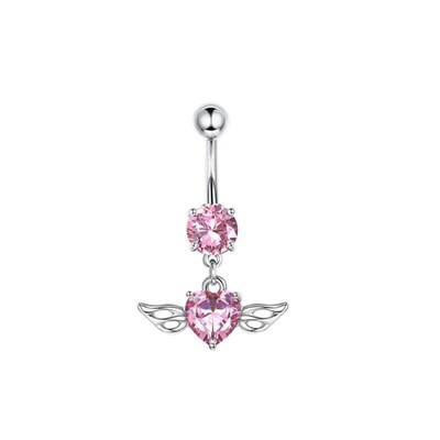Stainless Steel Set Belly Ring Wings Heart Belly Button Stud