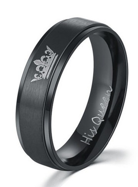 6MM Womens Beveled Crown Her King His Queen Stainless Steel